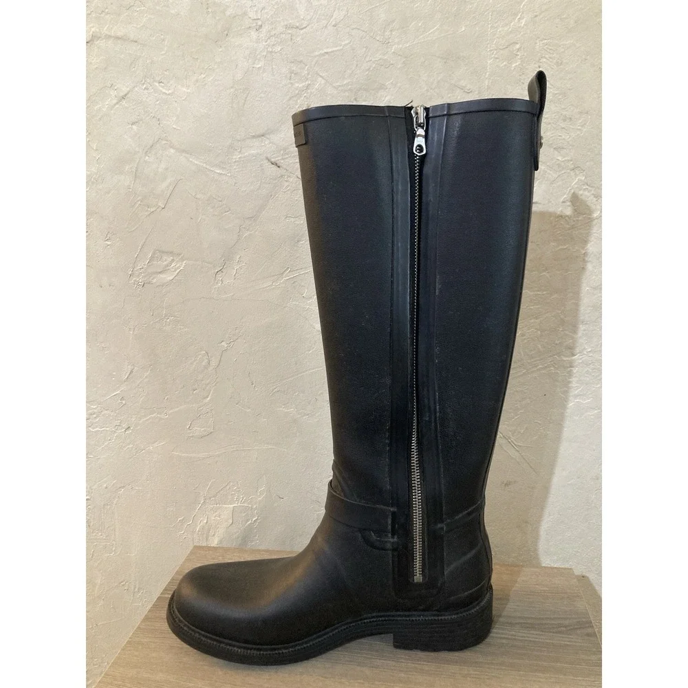 Rag and Bone Moto Tall Rain Boots Black Womens Size 38 Rubber